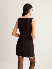 Contrast Trim Zipper Tank Short Dress