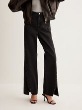 Studded Wide-Leg Denim Jeans