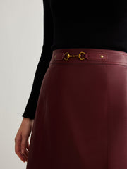 Magnet Closure Faux Leather Skirt