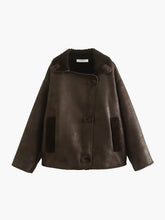 Lapel Faux Leather Warm Jacket