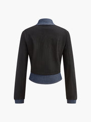 2 in 1 Denim Panel Polo Blouse