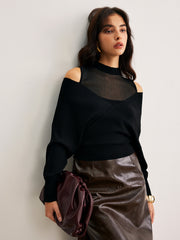 2 in 1 Cold-Shoulder Knit Top