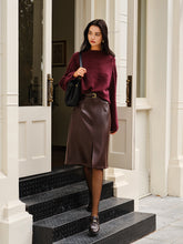 Faux Leather Pockets Skirt Without Belt