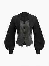 2 in 1 Lantern Sleeve Tweed Sweatshirt