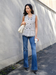 Raw Hem Tweed Slim Tank Top