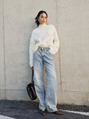 Raw Hem Turtleneck Sweater