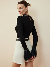 Ruffle-Cuff Cutout Slim Blouse