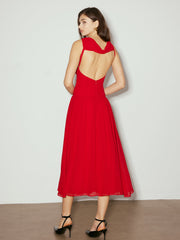 Backless Sleeveless Chiffon Panel Dress
