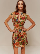 V-Neck Floral Zipper Tank Dress