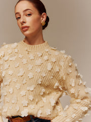 Floral-Decor Short Sweater
