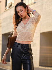Lace Skinny Crop Blouse