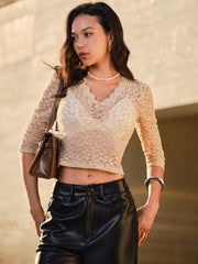 Lace Skinny Crop Blouse