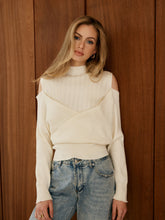 Cold-Shoulder Criss Cross Panel Sweater