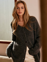Wool-Blend Button Draped Cardigan
