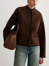 Minimalist Contrast Trim Tweed Jacket