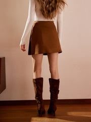 Suede Wrap Mini Skirt