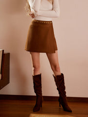 Suede Wrap Mini Skirt