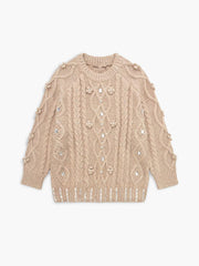 Rhinestone Pullover Twist Sweater
