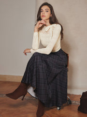 Lace Bow Textured Slim Blouse
