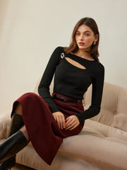 Wool-Blend Skinny Knit Top