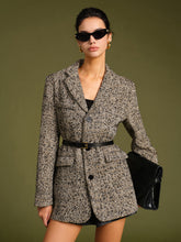 Chevron Tweed Belted Blazer