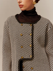 Contrast Binding Button Short Coat