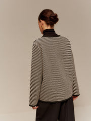 Contrast Binding Button Short Coat