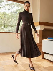 Pleated Suede Skirt