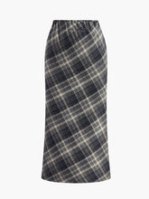 Elastic Waist Checked Slit Skirt