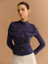 Mock Neck Metal-Detail Jersey Top