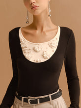 Color Block Pearl Floral Jersey Top