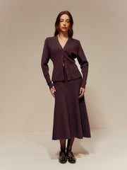 Wool-Blend Plain Sweater Skirt