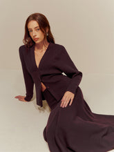 Wool-Blend V-Neck Button Cardigan