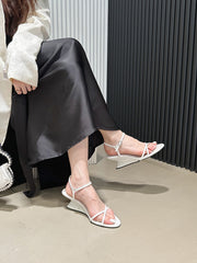 Hollow Breathable Wedge Heel Thin Cross Roman Sandals