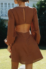 Fashion Street Solid Hollowed Out O Neck A Line Dresses