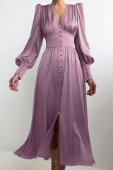 Fashion Street Solid Patchwork V Neck A Line Dresses(7 Colors)