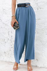 Casual Solid Patchwork Loose High Waist Wide Leg Solid Color Bottoms(10 Colors)