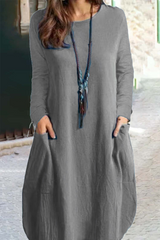 Fashion Solid Patchwork O Neck Straight Dresses(5 colors)