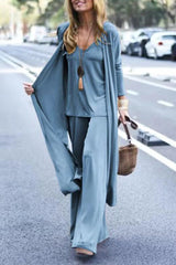 Casual Street V Neck Long Sleeve Two Pieces(4 Colors)