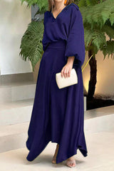 Casual Solid Frenulum Long Sleeve Two Pieces(6 Colors)