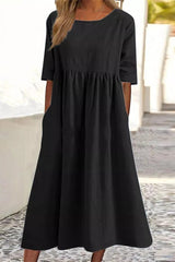 Casual Simplicity Solid Pocket O Neck A Line Dresses