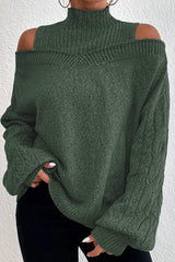 Casual Solid Hollowed Out Patchwork Turtleneck Sweaters(3 Colors)