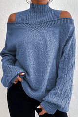Casual Solid Hollowed Out Patchwork Turtleneck Sweaters(3 Colors)