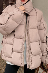 Casual Solid Patchwork Zipper Half A Turtleneck Outerwear(5 Colros)