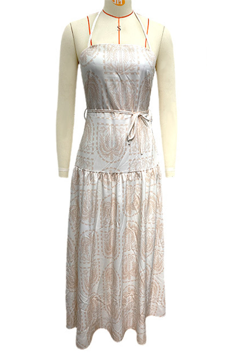 Vacation Floral Backless Halter Beach Dresses(4 Colors)