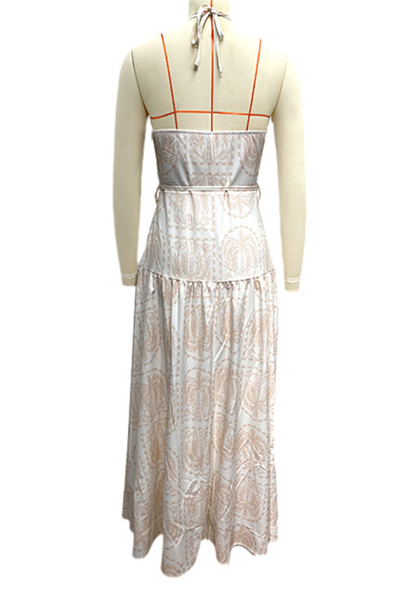 Vacation Floral Backless Halter Beach Dresses(4 Colors)