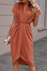Elegant Solid Fold V Neck A Line Dresses(7 Colors)