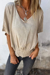 Casual Simplicity Solid V Neck T-Shirts(4 Colors)