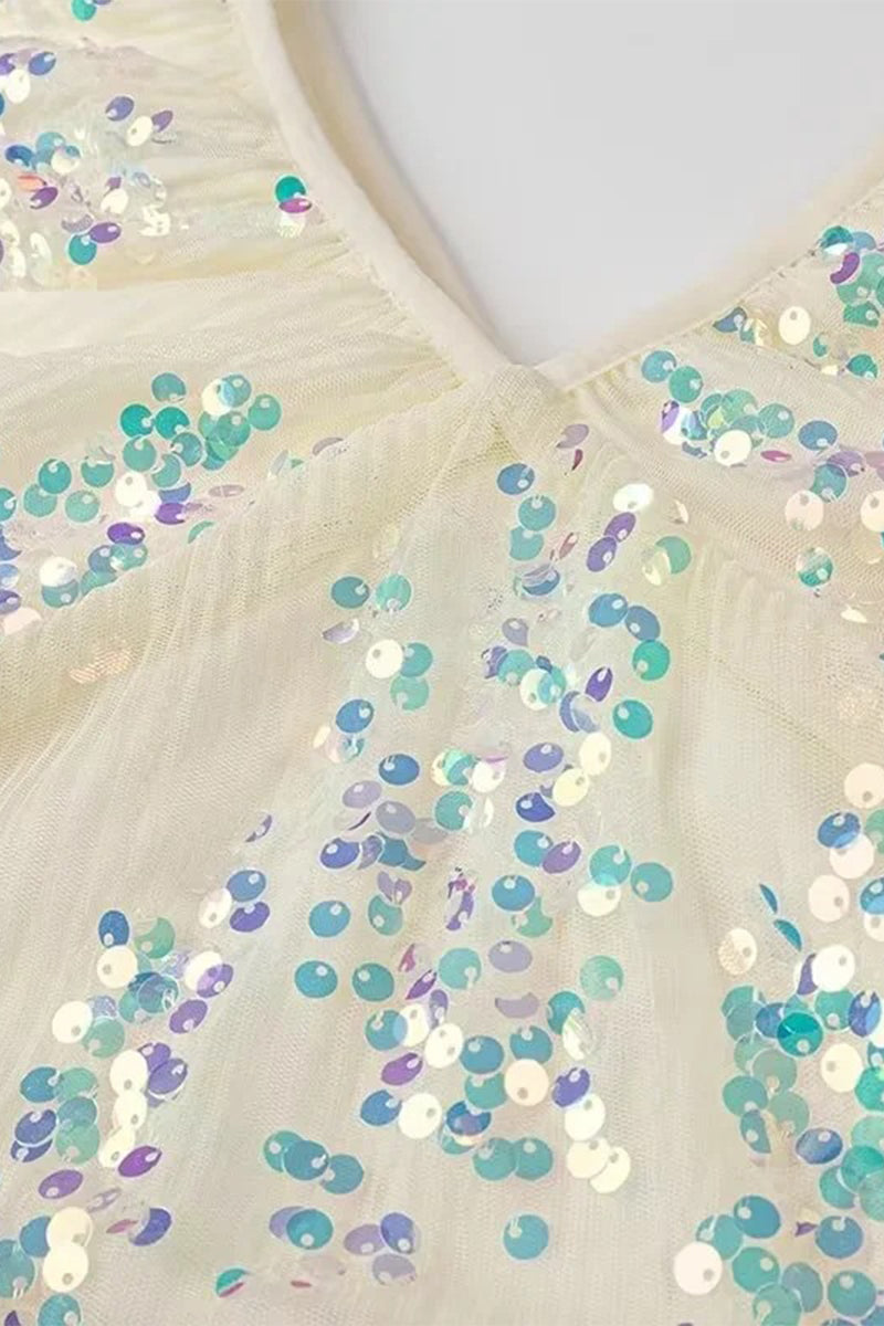 Sexy Celebrities Sequins V Neck One Step Skirt Dresses