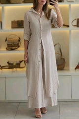 Casual Buttons Shirt Collar Long Sleeve Two Pieces(7 Colors)